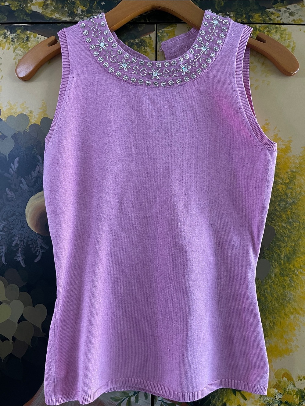 INC International Concepts Lavender Jeweled Collar Tank